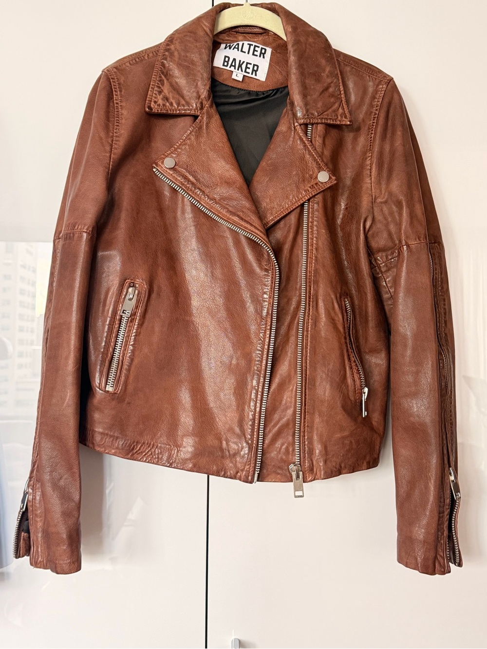 Walter Baker Brown Leather Moto Jacket